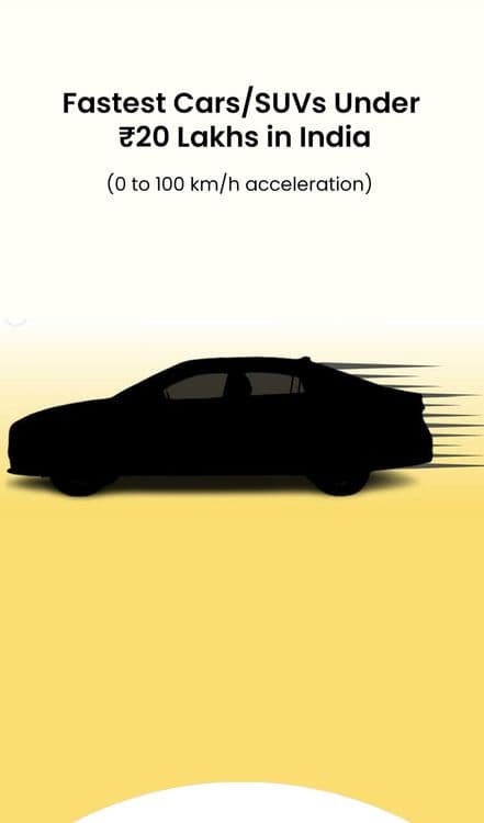 <p>Take a look at 7 of the fastest (0 to 100 km/h acceleration) cars/SUVs under Rs 20 Lakh (ex-showroom) in India.</p>